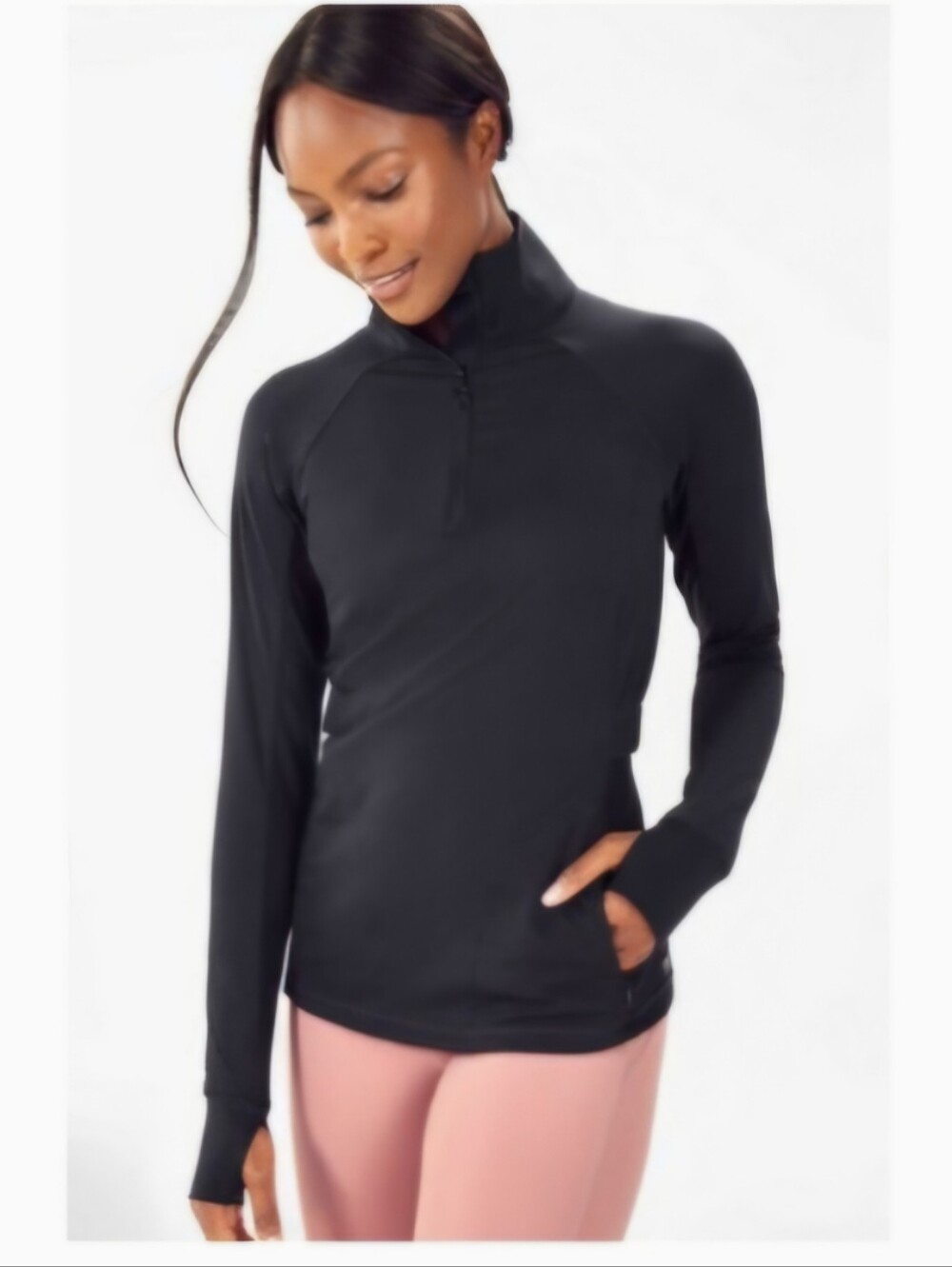 Fabletics Rosalia Performance L/S Top II in Black - Size Small